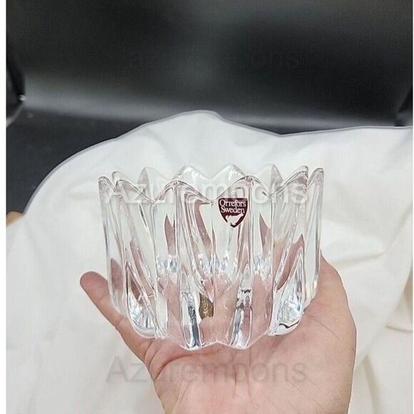 Vintage Orrefors Crystal Fleur  Bowl Jan Johansson Sweden, EUC, Signed - Picture 1 of 7